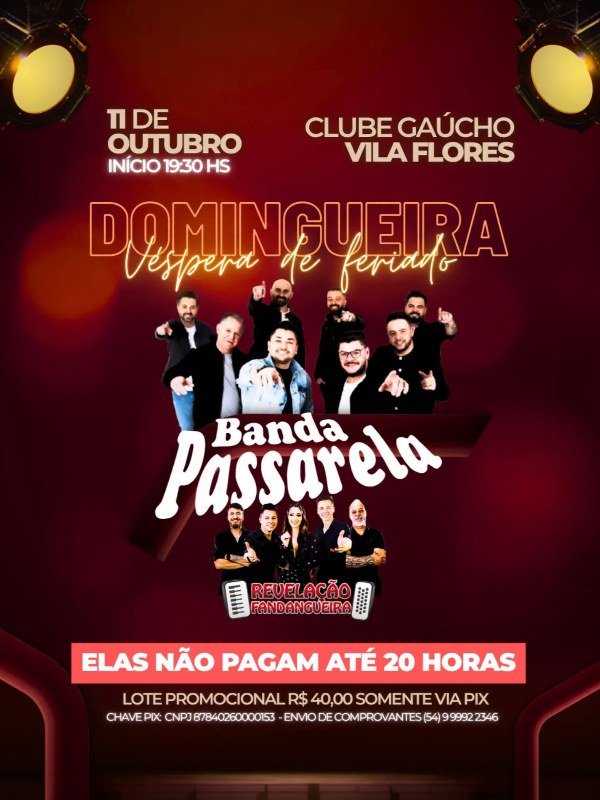 Domingueira com Banda Passarela e Revelação Fandangueira